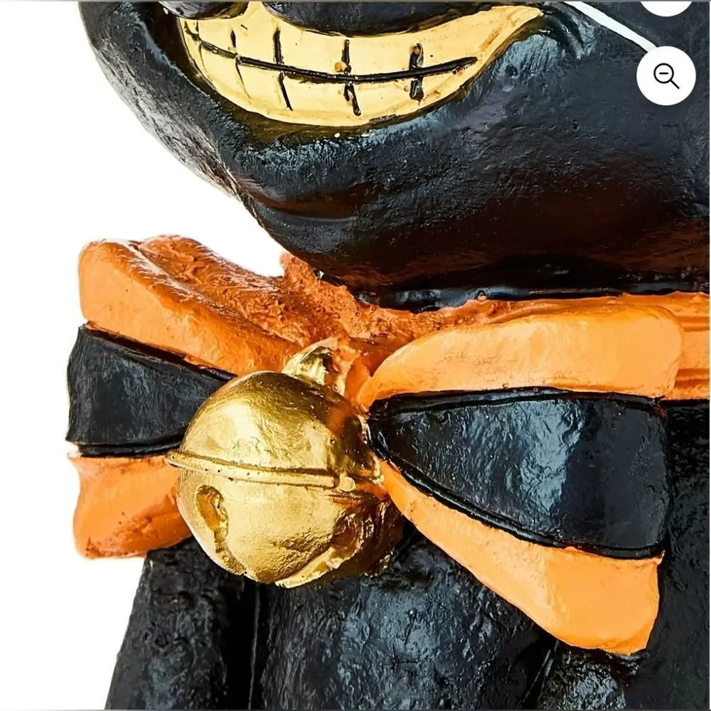 New Resin Vintage Cat Tabletop Decor, Black & Orange, 10